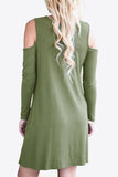 Cold-Shoulder Long Sleeve Round Neck Dress