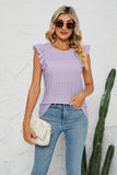 Smocked Round Neck Eyelet Top