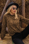 Chic Printed Round Neck Long Sleeve Blouse