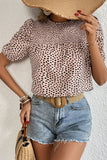 Printed Smocked Puff Sleeve Blouse