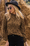 Chic Printed Round Neck Long Sleeve Blouse