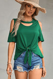 Tied Cutout Cold-Shoulder Top