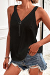 Half-Zip Scoop Neck Tank