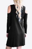 Cold-Shoulder Long Sleeve Round Neck Dress