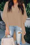 High-Low Notched Half Sleeve Blouse